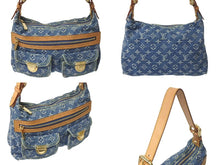 Load image into Gallery viewer, LOUIS VUITTON ルイヴィトン バギーPM ショルダーバッグ M95049 モノグラムデニム ヌメ革 ブルー ゴールド 美品 中古 4c073961