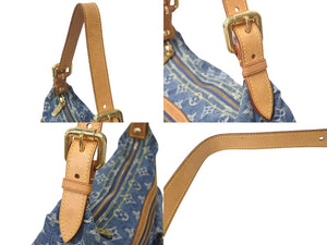 LOUIS VUITTON ルイヴィトン バギーPM ショルダーバッグ M95049 モノグラムデニム ヌメ革 ブルー ゴールド 美品 中古 4c073961