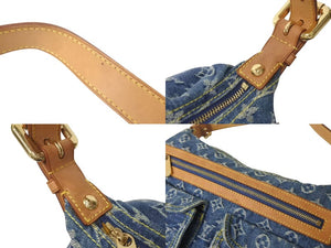 LOUIS VUITTON ルイヴィトン バギーPM ショルダーバッグ M95049 モノグラムデニム ヌメ革 ブルー ゴールド 美品 中古 4c073961