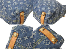 Load image into Gallery viewer, LOUIS VUITTON ルイヴィトン バギーPM ショルダーバッグ M95049 モノグラムデニム ヌメ革 ブルー ゴールド 美品 中古 4c073961