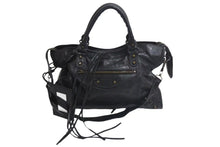 Load image into Gallery viewer, BALENCIAGA バレンシアガ LeCity ザシティ トートバッグ ハンドバッグ レザー ブラック アンティークゴールド金具 美品 中古 4c073966