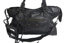 Load image into Gallery viewer, BALENCIAGA バレンシアガ LeCity ザシティ トートバッグ ハンドバッグ レザー ブラック アンティークゴールド金具 美品 中古 4c073966