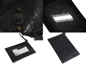 BALENCIAGA バレンシアガ LeCity ザシティ トートバッグ ハンドバッグ レザー ブラック アンティークゴールド金具 美品 中古 4c073966