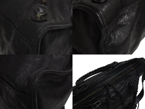 BALENCIAGA バレンシアガ LeCity ザシティ トートバッグ ハンドバッグ レザー ブラック アンティークゴールド金具 美品 中古 4c073966