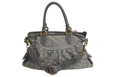 LOUIS VUITTON ルイヴィトン モノグラムデニム ネオカヴィMM 2WAYハンドバッグ M95351 ロゴ ゴールド金具 グレー 美品 中古 4c073967