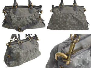 LOUIS VUITTON ルイヴィトン モノグラムデニム ネオカヴィMM 2WAYハンドバッグ M95351 ロゴ ゴールド金具 グレー 美品 中古 4c073967