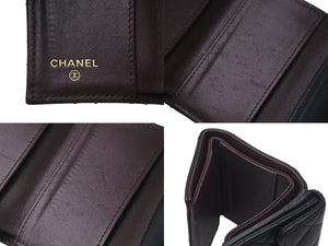 CHANEL シャネル 三つ折り財布 クラシックスモールフラップ ココマーク AP0230 マトラッセ ラムスキン ブラック 美品 中古 4c073972