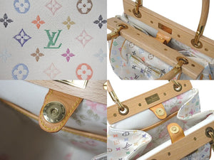 極美品 LOUIS VUITTON ルイヴィトン モノグラムマルチカラー サテン アベリア ハンドバッグ M92936 サテン ウッド 中古 4c073977