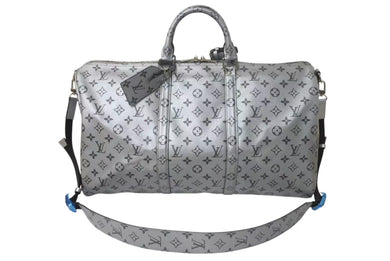 LOUIS VUITTON ルイヴィトン キーポル バンドリエール50 ボストンバッグ M43848 モノグラム 18SS シルバー PVC レザー 美品 中古 4c073978