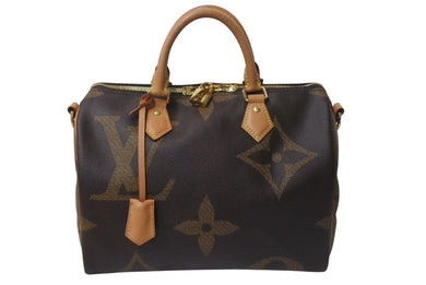 極美品 LOUIS VUITTON ルイヴィトン モノグラムジャイアント リバース スピーディバンドリエール30 ハンドバッグ M44602 ブラウン 中古 4c073979