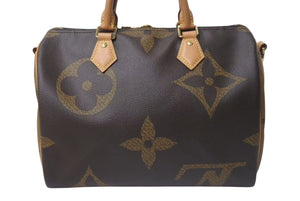 極美品 LOUIS VUITTON ルイヴィトン モノグラムジャイアント リバース スピーディバンドリエール30 ハンドバッグ M44602 ブラウン 中古 4c073979