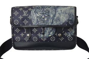 LOUIS VUITTON ルイヴィトン ショルダーバッグ サバンナPM チャップマンブラザーズ M54248 ネイビー シルバー金具 美品 中古 4c073982