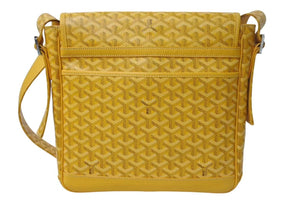 極美品 GOYARD ゴヤール グランブルーMM ショルダーバッグ キャンバス カーフスキン イエロー PARIS 中古 4c073988