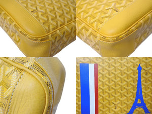 極美品 GOYARD ゴヤール グランブルーMM ショルダーバッグ キャンバス カーフスキン イエロー PARIS 中古 4c073988