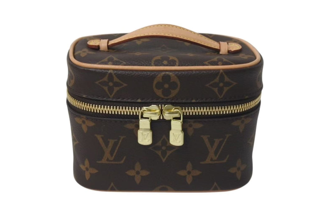 極美品 LOUIS VUITTON ルイヴィトン ニース ナノ バニティバッグ ハンドバッグ M44936 モノグラム ブラウン 中古 4c073994