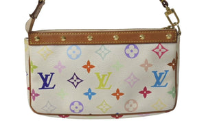 LOUIS VUITTON ルイヴィトン モノグラム マルチカラー ポシェット アクセソワール アクセサリーポーチ M92649 村上隆 ホワイト 中古 4c073995