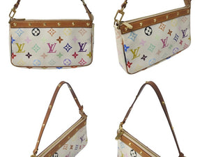 LOUIS VUITTON ルイヴィトン モノグラム マルチカラー ポシェット アクセソワール アクセサリーポーチ M92649 村上隆 ホワイト 中古 4c073995
