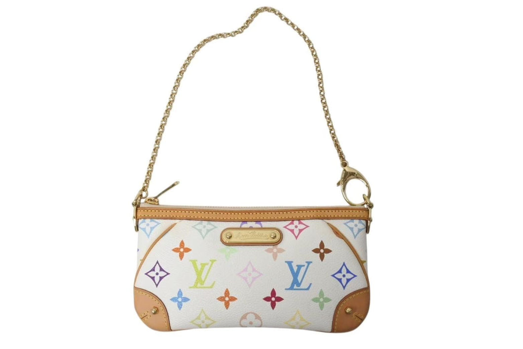 LOUIS VUITTON ルイヴィトン ポシェット ミラMM アクセサリーポーチ M60096 モノグラム マルチカラー ホワイト 美品 中古 4c073997