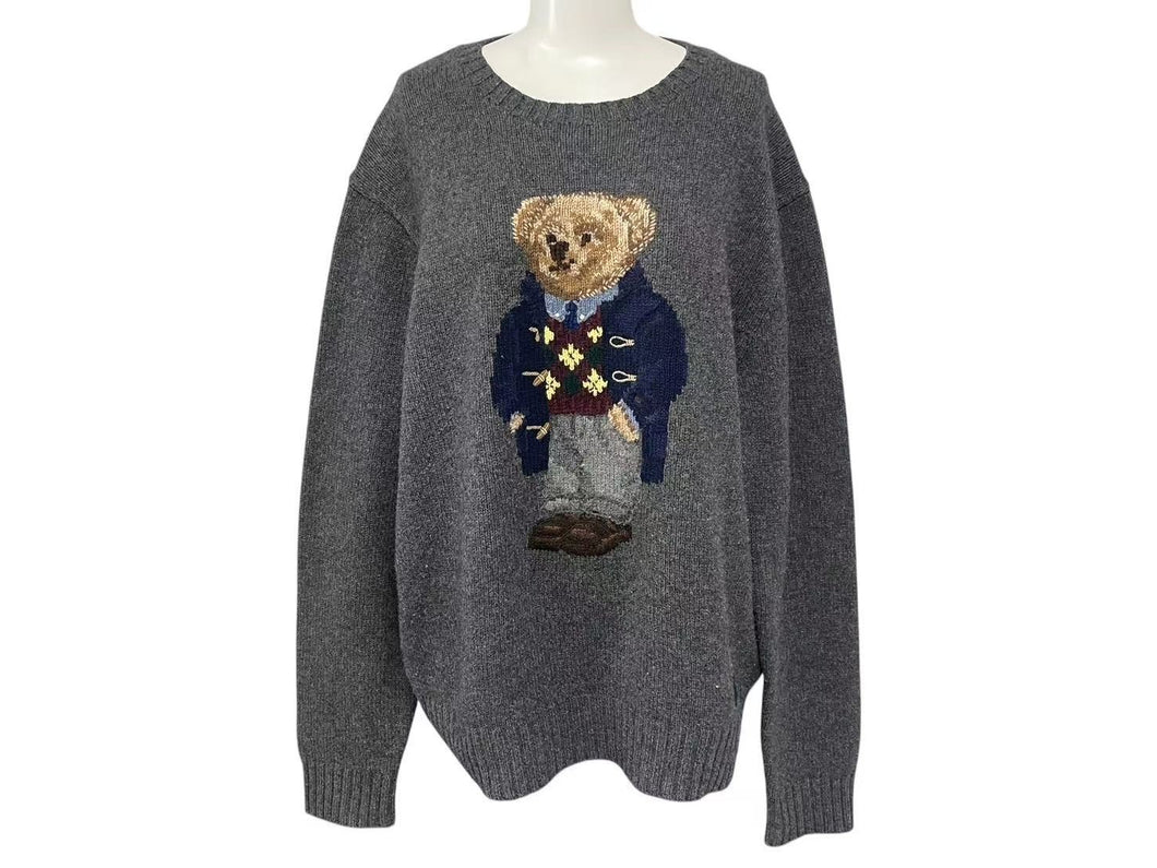 美品 POLO RALPH LAUREN ポロラルフローレン ポロベアダッフルニット セーター 0105734GH サイズ L グレー 中古 4c074004