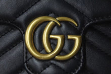 Load image into Gallery viewer, GUCCI グッチ GGマーモント ショルダーバッグ ミニバッグ 476433 レザー ブラック アンティークゴールド金具 美品 中古 4c074102