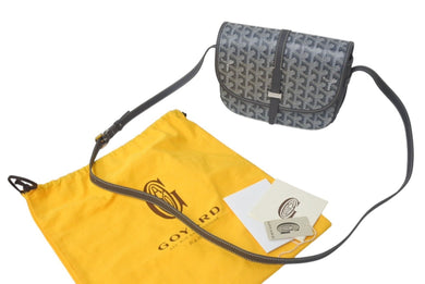 極美品 GOYARD ゴヤール ベルヴェデーレPM バッグ ショルダーバッグ グレー PVC コーティングキャンバス レザー 中古 4c074103