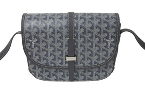 極美品 GOYARD ゴヤール ベルヴェデーレPM バッグ ショルダーバッグ グレー PVC コーティングキャンバス レザー 中古 4c074103
