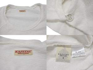 KAPITAL キャピタル RINGER 長袖 Tシャツ ロングスリーブ サイズ 4 EK-859 スマイル コットン ホワイト イエロー 白 美品 中古 4c074204