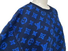 Load image into Gallery viewer, LOUIS VUITTON ルイヴィトン モノグラムジャガード スウェット トレーナー 19AW ブルー ネイビー サイズM 美品 中古 4c074107