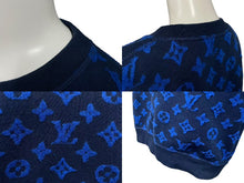 Load image into Gallery viewer, LOUIS VUITTON ルイヴィトン モノグラムジャガード スウェット トレーナー 19AW ブルー ネイビー サイズM 美品 中古 4c074107