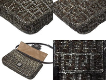 画像をギャラリービューアに読み込む, 極美品 FENDI フェンディ マンマバケット ショルダーバッグ ズッキーノ ウールビーズサテン ワンブラウンブラック中古 4c074109 
