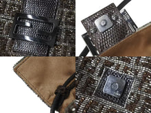 画像をギャラリービューアに読み込む, 極美品 FENDI フェンディ マンマバケット ショルダーバッグ ズッキーノ ウールビーズサテン ワンブラウンブラック中古 4c074109 