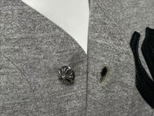 Load image into Gallery viewer, CHROME HEARTS クロムハーツ ベースボールシャツ サイズS クロスボールボタン レザーロゴパッチ グレー シルバー925 美品 中古 4c074111