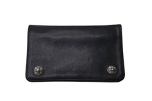 Load image into Gallery viewer, CHROME HEARTS クロムハーツ 1ジップクロスボタンレザーウォレット 二つ折り財布 レザー シルバー925 ブラック 美品 中古 4c074113