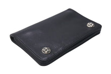 Load image into Gallery viewer, CHROME HEARTS クロムハーツ 1ジップクロスボタンレザーウォレット 二つ折り財布 レザー シルバー925 ブラック 美品 中古 4c074113