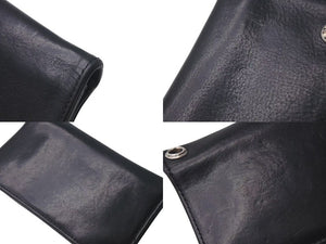 CHROME HEARTS クロムハーツ 1ジップクロスボタンレザーウォレット 二つ折り財布 レザー シルバー925 ブラック 美品 中古 4c074113