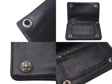 Load image into Gallery viewer, CHROME HEARTS クロムハーツ 1ジップクロスボタンレザーウォレット 二つ折り財布 レザー シルバー925 ブラック 美品 中古 4c074113