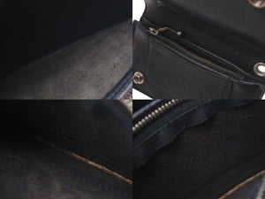 CHROME HEARTS クロムハーツ 1ジップクロスボタンレザーウォレット 二つ折り財布 レザー シルバー925 ブラック 美品 中古 4c074113