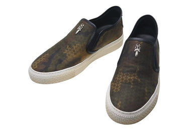 CHROME HEARTS クロムハーツ レザースリッポン サイズ41 25.5cm ダガー CHプラスパッチ カモフラ柄 カーキ 美品 中古 4c074115