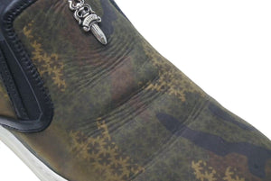 CHROME HEARTS クロムハーツ レザースリッポン サイズ41 25.5cm ダガー CHプラスパッチ カモフラ柄 カーキ 美品 中古 4c074115