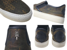 Load image into Gallery viewer, CHROME HEARTS クロムハーツ レザースリッポン サイズ41 25.5cm ダガー CHプラスパッチ カモフラ柄 カーキ 美品 中古 4c074115