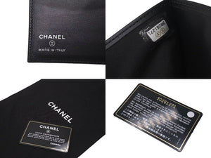極美品 CHANEL シャネル パスケース キルティング ココマーク 30番台 イタリア製 レザー ブラック シルバー金具 中古 4c074117