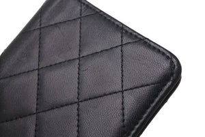 CHANEL シャネル ココマーク 手帳ケース キルティング 13番台 イタリア製 ラムスキン ブラック シルバー金具 美品 中古 4c074118
