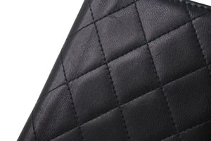 CHANEL シャネル ココマーク 手帳ケース キルティング 13番台 イタリア製 ラムスキン ブラック シルバー金具 美品 中古 4c074118