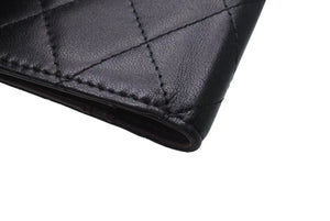 CHANEL シャネル ココマーク 手帳ケース キルティング 13番台 イタリア製 ラムスキン ブラック シルバー金具 美品 中古 4c074118