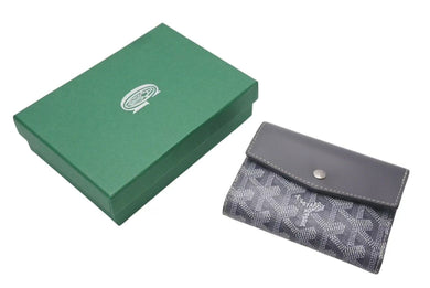GOYARD ゴヤール サン ガブリエルウォレット 三つ折り財布 フランス製 PVC レザー グレー シルバー金具 美品 中古 4c074123