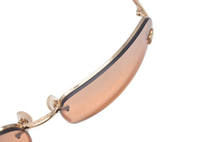 極美品 CHANEL シャネル リムレス サングラス メガネ 4113 イタリア製 メタル レザー オレンジ ゴールド金具 65□15 美品 中古 4c074125