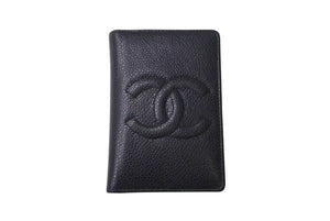 CHANEL シャネル カードケース ココマーク 5番台 フランス製 キャビアスキン ブラック 美品 中古 4c074128