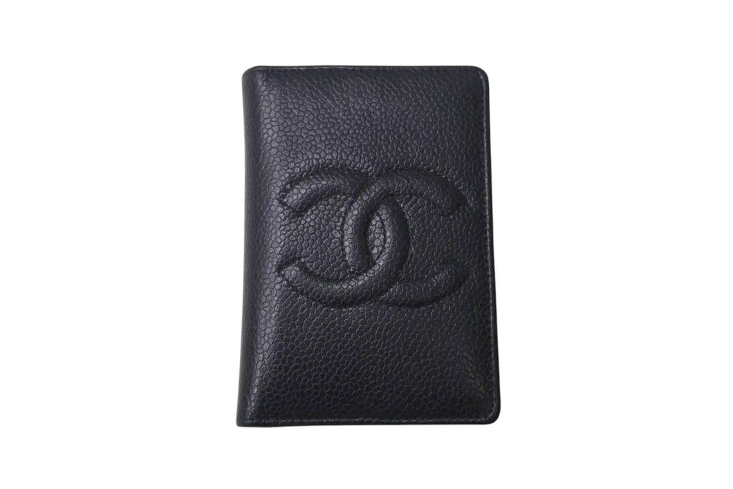 CHANEL シャネル カードケース ココマーク 5番台 フランス製 キャビアスキン ブラック 美品 中古 4c074128