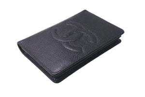 CHANEL シャネル カードケース ココマーク 5番台 フランス製 キャビアスキン ブラック 美品 中古 4c074128