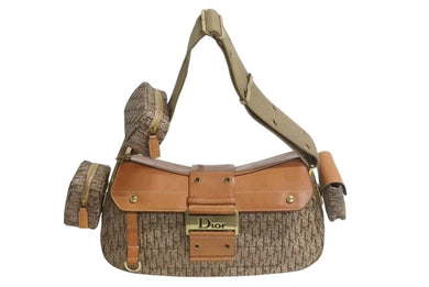 極美品 Christian Dior クリスチャンディオール ショルダーバッグ ストリートシック 07-MA-1022 トロッター柄 ゴールド金具 中古 4c074132